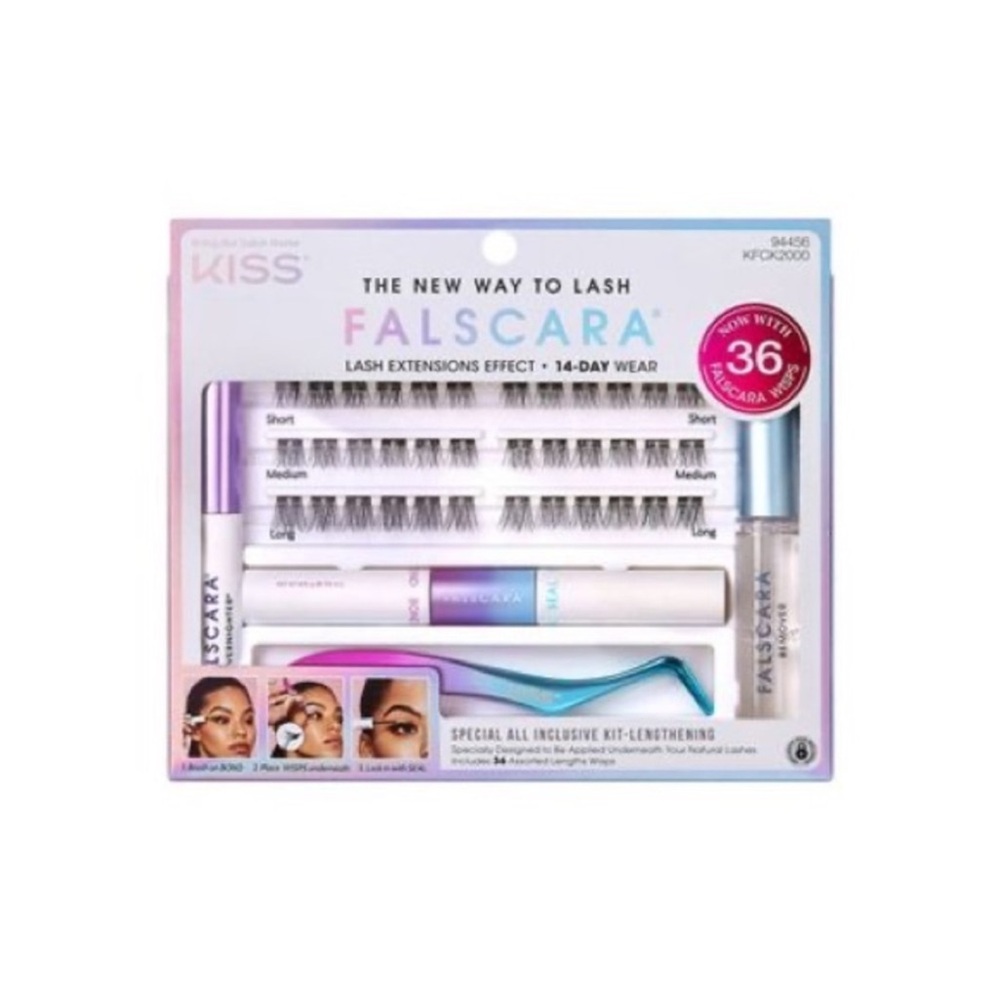 KISS Products Falscara Lash Extension Kit - Lengthening Wisps - 36ct